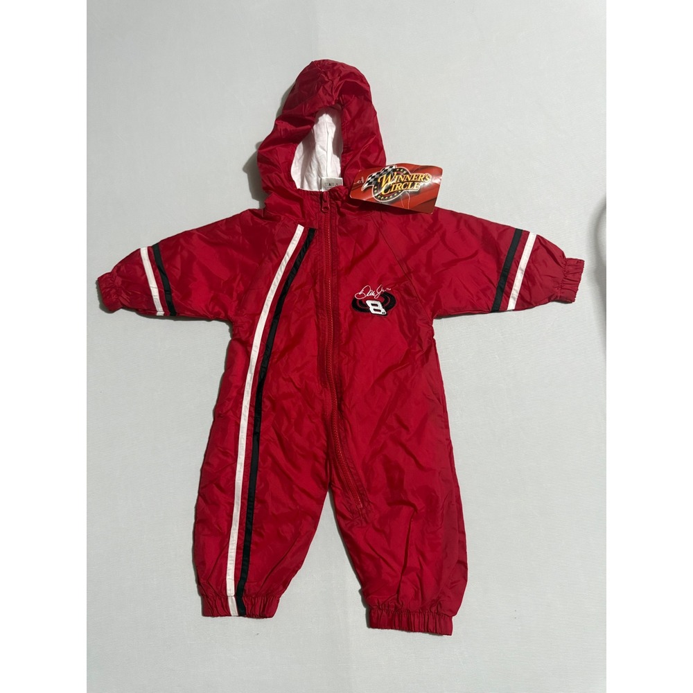 Winners Circle Dale Earnhardt Jr 8 NASCAR Baby Hooded Windbreaker Suit Red 3-6M